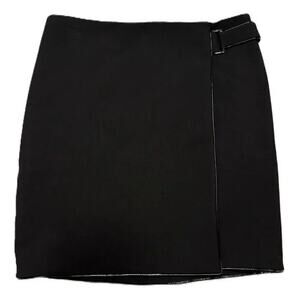 White House Black Market Faux Wrap Mini Skirt Size 14 Black Night Out Sleek